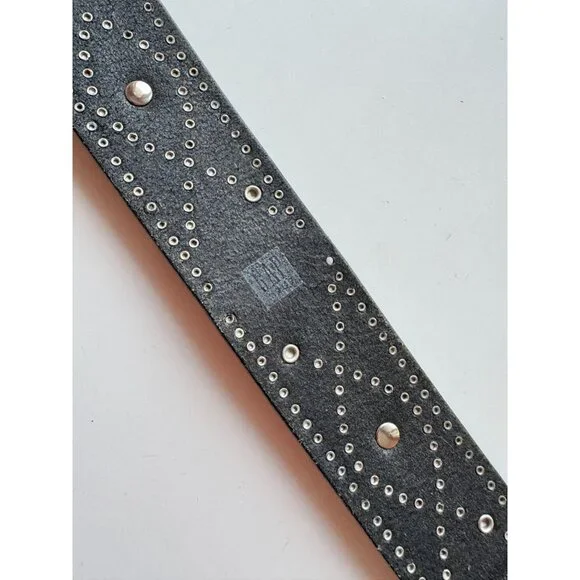 GAP Black Leather Jewel Embossed Studded Card Suit Hip Belt, Size 32/M - Picture 14 of 16